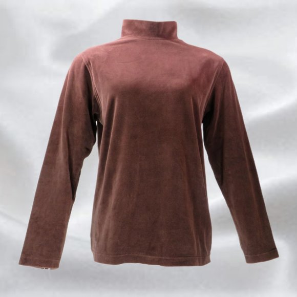 POINT ZERO Brown Long Sleeve Mock Neck Top in Size Medium - Picture 1 of 5